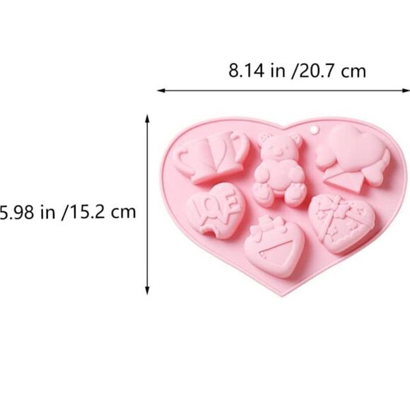 2PCS Fondant Molds Chocolate Molds Silicone Love Heart Bear Cookie Cake Molds - Picture 3 of 5
